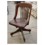 Antique Walnut Swivel Desk Chair