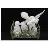 Metal Basket & Chalkware Statues