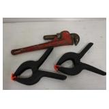 14' Pipe Wrench & Spring Clamps