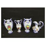 Hand Painted Portugal Stoneware Vases & Ewer