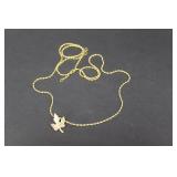 14k Gold Chain Leaf Charm