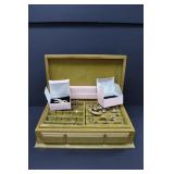 Oak Jewelry Box & Assorted Avon