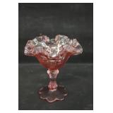 6-1/2' Cranberry Fluted Candy Dish
