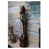 Wooden Horse Head Fireplace Rack & Tools