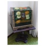 Metal Chest & Small Table