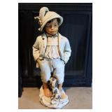 26" Plaster Boy & Dog Statue