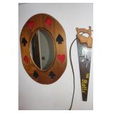 Painted Hand Saw & Mirror