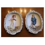 Lefton Blue Boy & Pinky Wall Plaques
