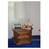 End Table, Lamp & Contents