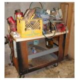 Rolling Cart, Vise & Contents