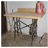 Table & Cast Iron Sewing Machine Base