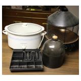 Cash Drawer, Crockpot & Stoneware Jug