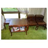 4pc Mahogany Leather Top Table Set