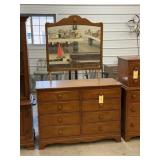 Kroehler Maple 8 Drawer Dresser & Mirror