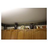 Vases, Cookie Jars, Copper Utensils & Clock