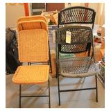 2 Poly Folding Chairs & 2 Rattan Folding Chairs