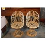 Child's Rattan Glass top Table & Chairs