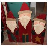 3 Hinged Wooden Santas