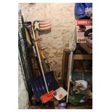 Wire Shelf, Snow Shovels & Card Tables