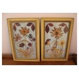 Pair of Vintage Framed Dried Flowers