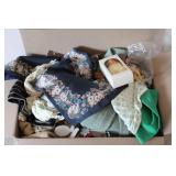 Box of Linens & Sewing Notions