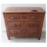 Antique Walnut Three Drawer Dresser