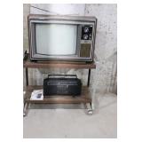 20' Triniton Television, Cart & GE Radio
