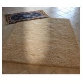 54' x 64' Tan Carpet & Blue Floral Runner