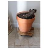 15 1/2' x 16 1/2' Terra Cotta Pot, Scooter, & Pict