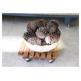 Basket of Pine Cones & Scooter