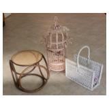 Birdcage, Wicker Magazine Rack & Stool