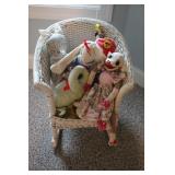Children's Wicker Rocking Chair & Dolls