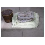 Bedspread, Rat Rug, & Waste Basket