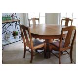 48' Round Oak Pedstal Table & 4 Chairs