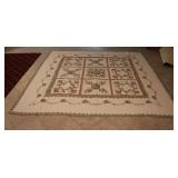 Ivory, Green, & Burgundy Quilt