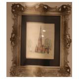 Watercolor Framed Picture of Church