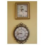 Framed Watercolor & Clock