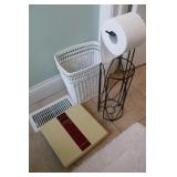 Bathroom Scale, Wicker Waste Basket & TP Holder