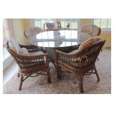 Wicker Glass Top Table & Chairs
