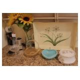 Metal Tray & Collectible Glassware