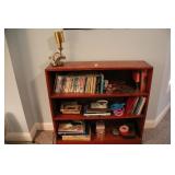 Wooden Bookshelf & Contents