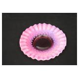 6 3/4" Fenton Cranberry Opalescent Hobnail Bonbon