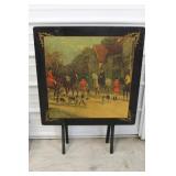 Wood  Hunting Scene Card Table