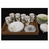 Germany Flower Plates & Royal Crown Bird Cups