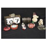 Paperweights, Brass Trunk & Figurines