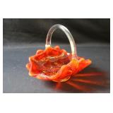 Viking Glass Double Crimped Orange Basket