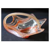 MCM Orange Hand Blown Glass Basket