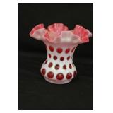 6" Cranberry Coin Dot Vase
