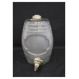 9" Vintage Frosted Glass Barrel Dispensary
