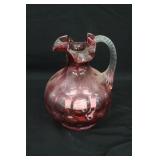 6 1/2" Fenton Cranberry Coin Dot Pitcher